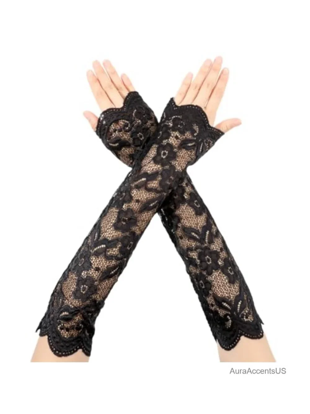 Vintage Lace Fingerless Gloves, Floral Knit Arm Warmers, Bridal & Opera Gloves
